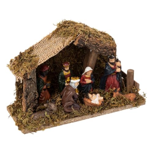 Feeric Lights & Christmas Feeric Lights And Christmas - Led Kerststal Met 7 Santons 20x13cm Hars En Hout
